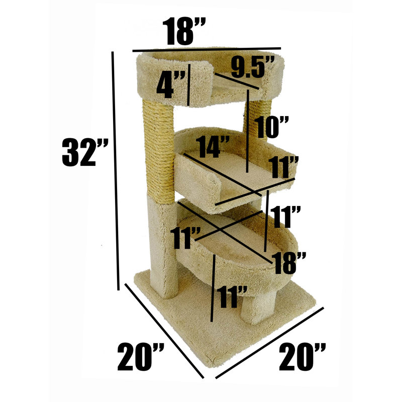 New Cat Condos New Cat Condos Round 33" Triple Cat Perch & Reviews